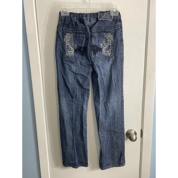 Helix Jeans Boys Size 14 Slim Boot Embroidered Adjustable Waist Skater Grunge - Picture 3 of 5